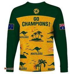 Australia Soccer Long Sleeve T-shirt Matildas World Cup Tropical Style