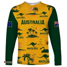 Australia Soccer Long Sleeve T-shirt Matildas World Cup Tropical Style