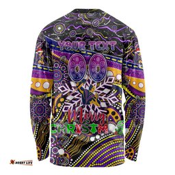 Merry Christmas Storm Long Sleeve T-shirt Aboriginal Santa Rugby Mascot Melbourne