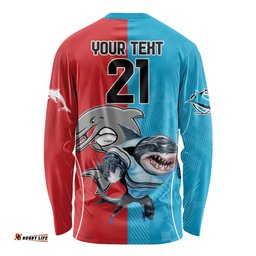 Custom Dolphins and Shark Long Sleeve T-shirt Together Sporty Style