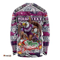 Custom Sea Eagles Rugby Merry Christmas Long Sleeve T-shirt Indigenous Australian Art