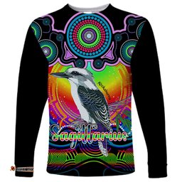 Personalised Australia Sagittarius Kookaburra Zodiac Long Sleeve T-shirt Auz Astrology Aboriginal Rainbow