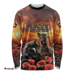 Kangaroo and Kiwi Soldier ANZAC Long Sleeve T-shirt The Last War Memorial