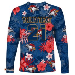 Custom Roosters Rugby Long Sleeve T-shirt Beautiful Floral Pattern Spring Summer