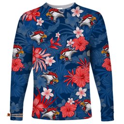 Custom Roosters Rugby Long Sleeve T-shirt Beautiful Floral Pattern Spring Summer