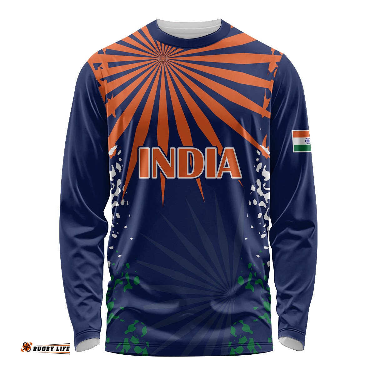 India Cricket Long Sleeve T-shirt Bharat Simple Flag Style