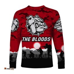 West Football Club Alice Springs ANZAC Long Sleeve T-shirt The Bloods Simple Style Red