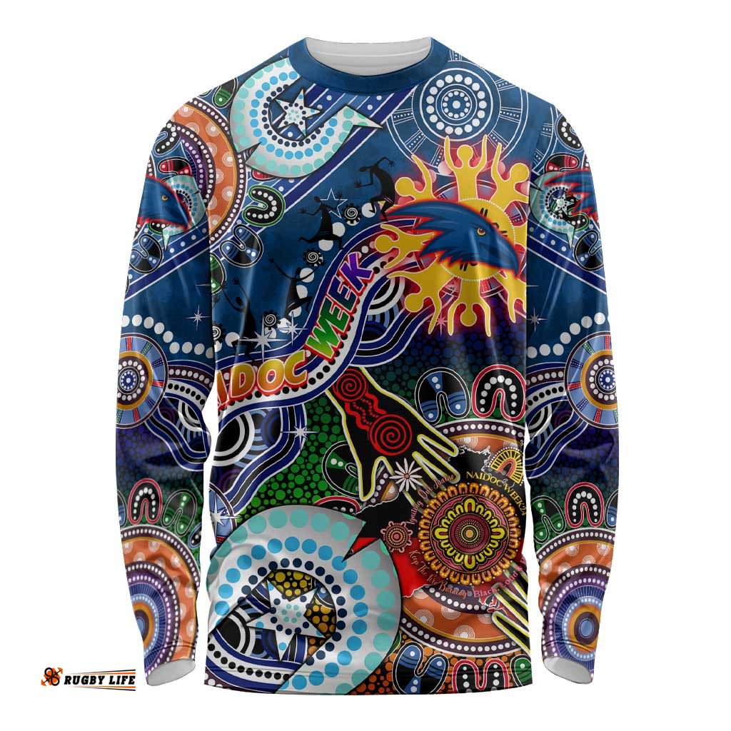Custom NAIDOC Week 2024 Adelaide Crows Long Sleeve T-shirt Australia Aboriginal Dot Painting