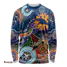 Custom NAIDOC Week 2024 Adelaide Crows Long Sleeve T-shirt Australia Aboriginal Dot Painting