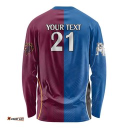 Custom Broncos Bulldogs Long Sleeve T-shirt NRL Tribal Half Style