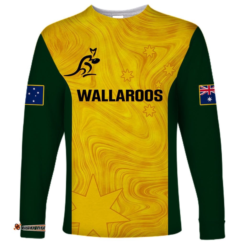 Personalised Australia Rugby Long Sleeve T-shirt Go Wallaroos Pacific Simple Version 2023