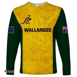Personalised Australia Rugby Long Sleeve T-shirt Go Wallaroos Pacific Simple Version 2023