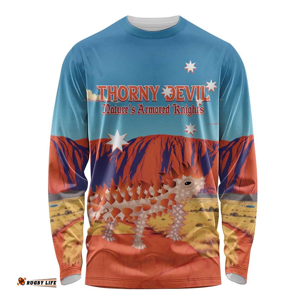 Personalised Australia Thorny Devil Long Sleeve T-shirt Nature's Armored Knights Aussie Uluru