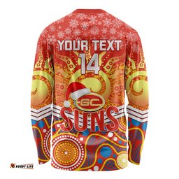 Custom Suns Football Christmas Long Sleeve T-shirt Merry Xmas Mix Aboriginal Art