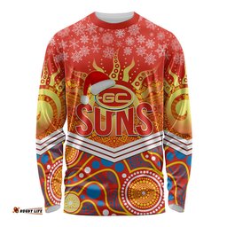 Custom Suns Football Christmas Long Sleeve T-shirt Merry Xmas Mix Aboriginal Art