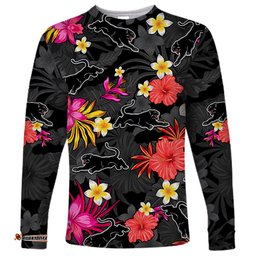 Custom Panthers Rugby Long Sleeve T-shirt Beautiful Floral Pattern Spring Summer