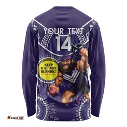 Custom AFL Dockers NAIDOC Week Long Sleeve T-shirt Keep The Fire Burning Indigenous Art