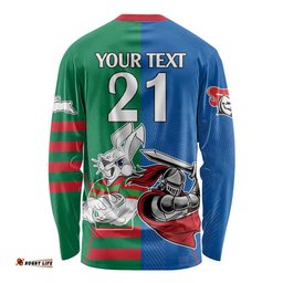 Custom Knights and Rabbitohs Mascot Together Long Sleeve T-shirt