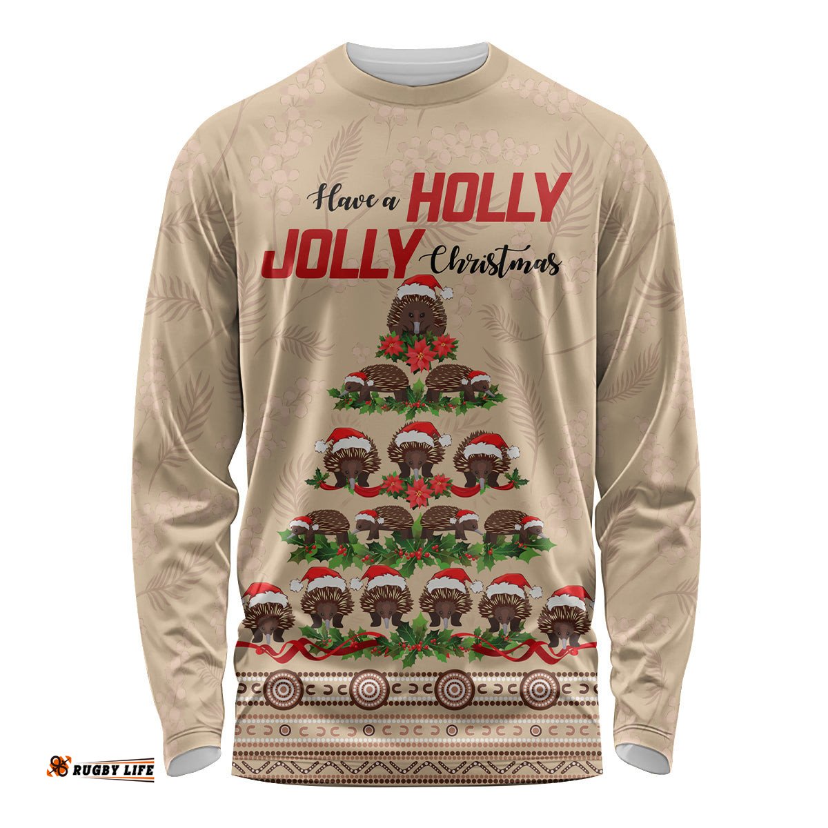 Holiday Lighting Santa Echidna Christmas Tree Long Sleeve T-shirt