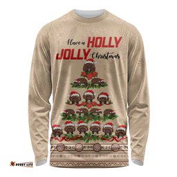 Holiday Lighting Santa Echidna Christmas Tree Long Sleeve T-shirt