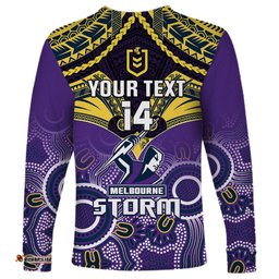 Personalised Storm Rugby Long Sleeve T-shirt Go Melbourne Aboriginal Mix Polynesian Pattern