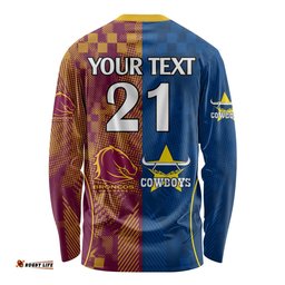 Custom NRL Cowboys and Broncos Long Sleeve T-shirt Sporty Style