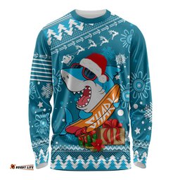 Custom Sharks Rugby Long Sleeve T-shirt Chirstmas 2023