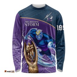 Custom Storm Rugby Long Sleeve T-shirt Go Champions Mascot With Polynesian Indigenous Art