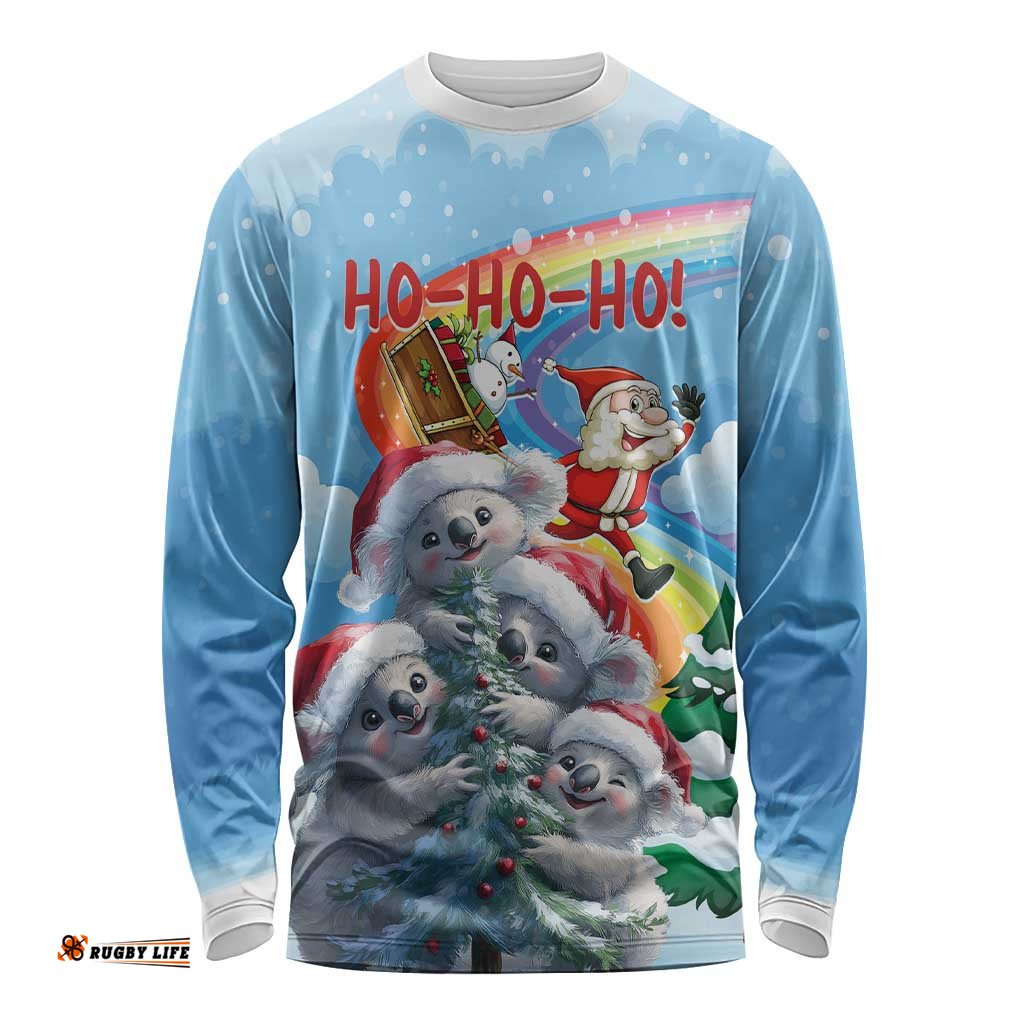 Personalised Australia Koala Christmas Long Sleeve T-shirt Santa Claus Ho Ho Ho