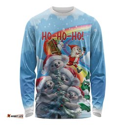 Personalised Australia Koala Christmas Long Sleeve T-shirt Santa Claus Ho Ho Ho