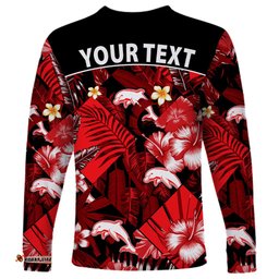 Custom Personalised Dolphins Rugby Long Sleeve T-shirt Fashion Tropical Jungle Flowers
