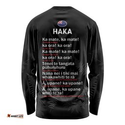 New Zealand Haka Rugby Long Sleeve T-shirt 2024 Pacific Go Black Silver Fern