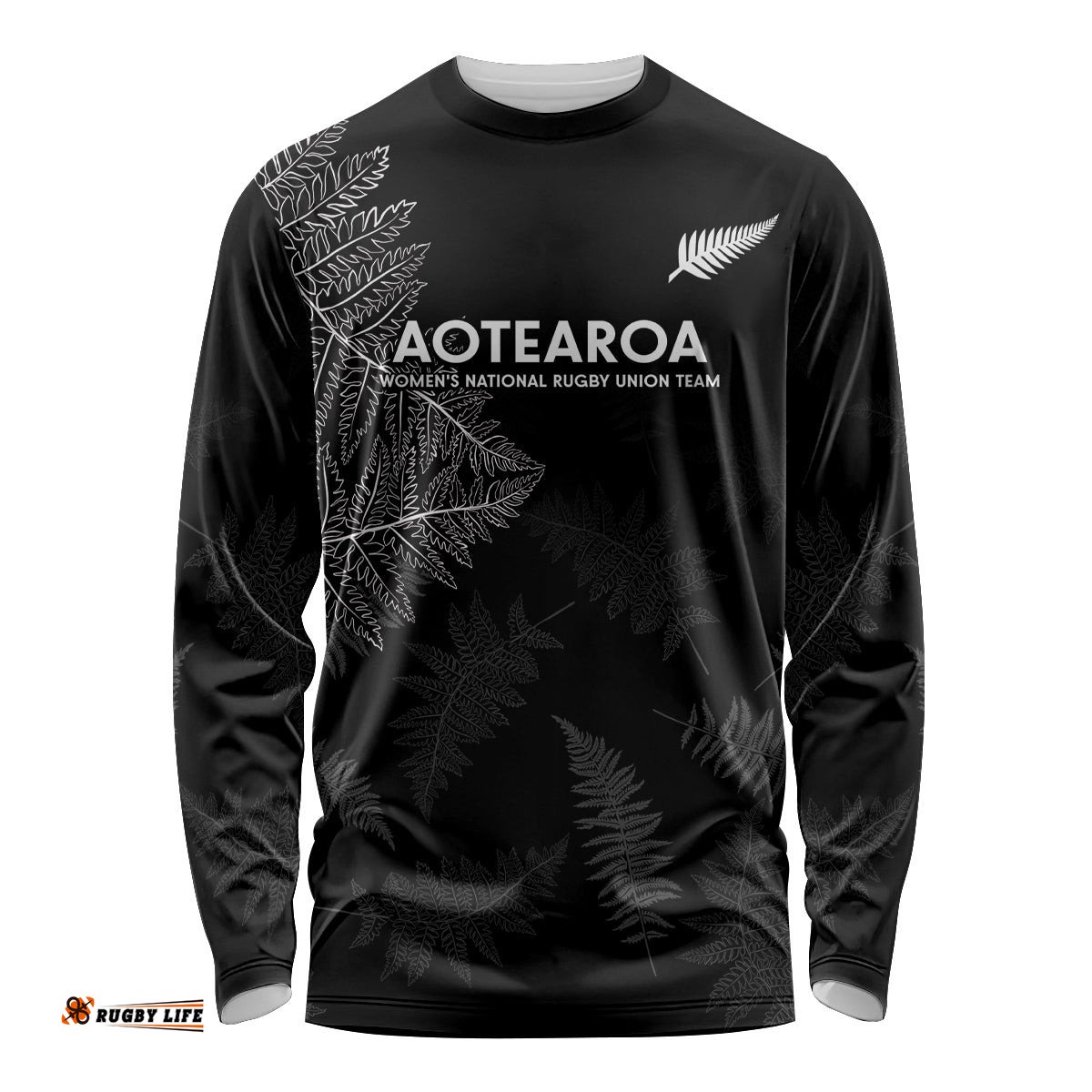 New Zealand Haka Rugby Long Sleeve T-shirt 2024 Pacific Go Black Silver Fern