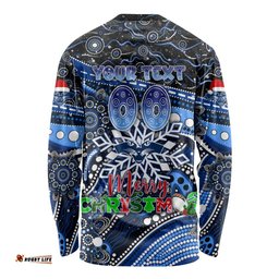 Merry Christmas AFL Cats Long Sleeve T-shirt Aboriginal Santa Football Mascot