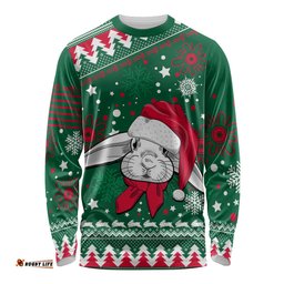 Custom Rabbitohs Rugby Long Sleeve T-shirt Glory Glory The South Christmas Unique