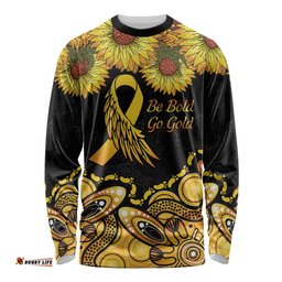 Be Bold Go Gold Aboriginal Ribbon Childhood Personalised Long Sleeve T-shirt
