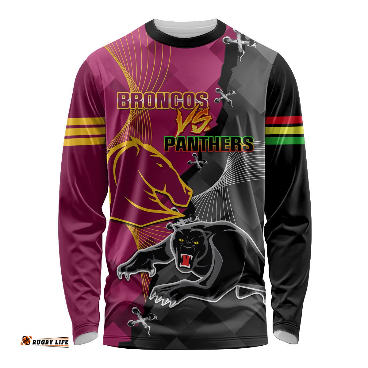 Panthers And Broncos Rugby Long Sleeve T-shirt Grand Final Penrith Brisbane Together