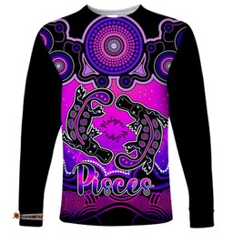 Personalised Australia Pisces Platypus Zodiac Long Sleeve T-shirt Auz Astrology Aboriginal Magenta
