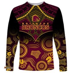 Personalised Brisbane Rugby Long Sleeve T-shirt Brisbane 1987 Aboriginal Mix Polynesian Pattern