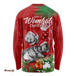 Wombat Lover Long Sleeve T-shirt Australia Merry Christmas Aboriginal