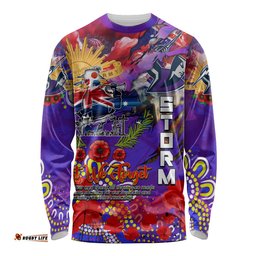 Personalised Australia Rugby Storm ANZAC Long Sleeve T-shirt Melbourne Scratch Style