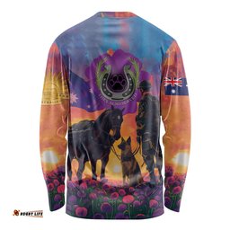 Australia Animals ANZAC Long Sleeve T-shirt Dog And Horse Heroes Also Served