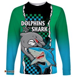 NRL Combine Rabbitohs and Shark Long Sleeve T-shirt Sporty Style