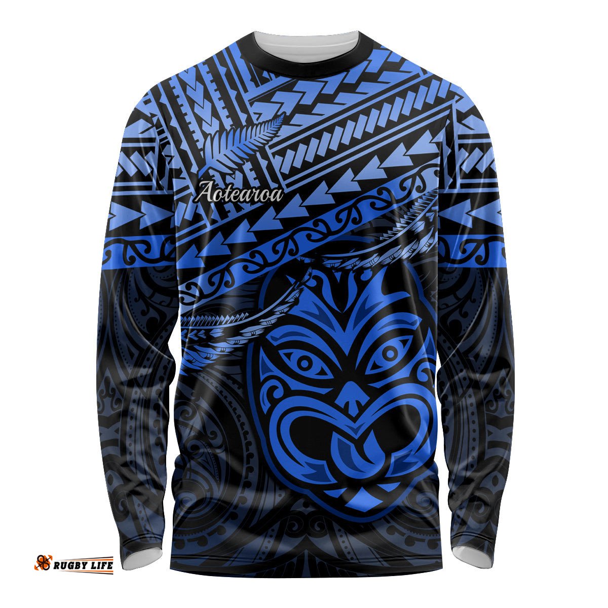 Personalised Matariki New Zealand Long Sleeve T-shirt Maori New Year Tiki Blue Version