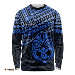 Personalised Matariki New Zealand Long Sleeve T-shirt Maori New Year Tiki Blue Version