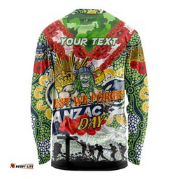 Personalised Raiders ANZAC Day Long Sleeve T-shirt Aboriginal Rising Sun