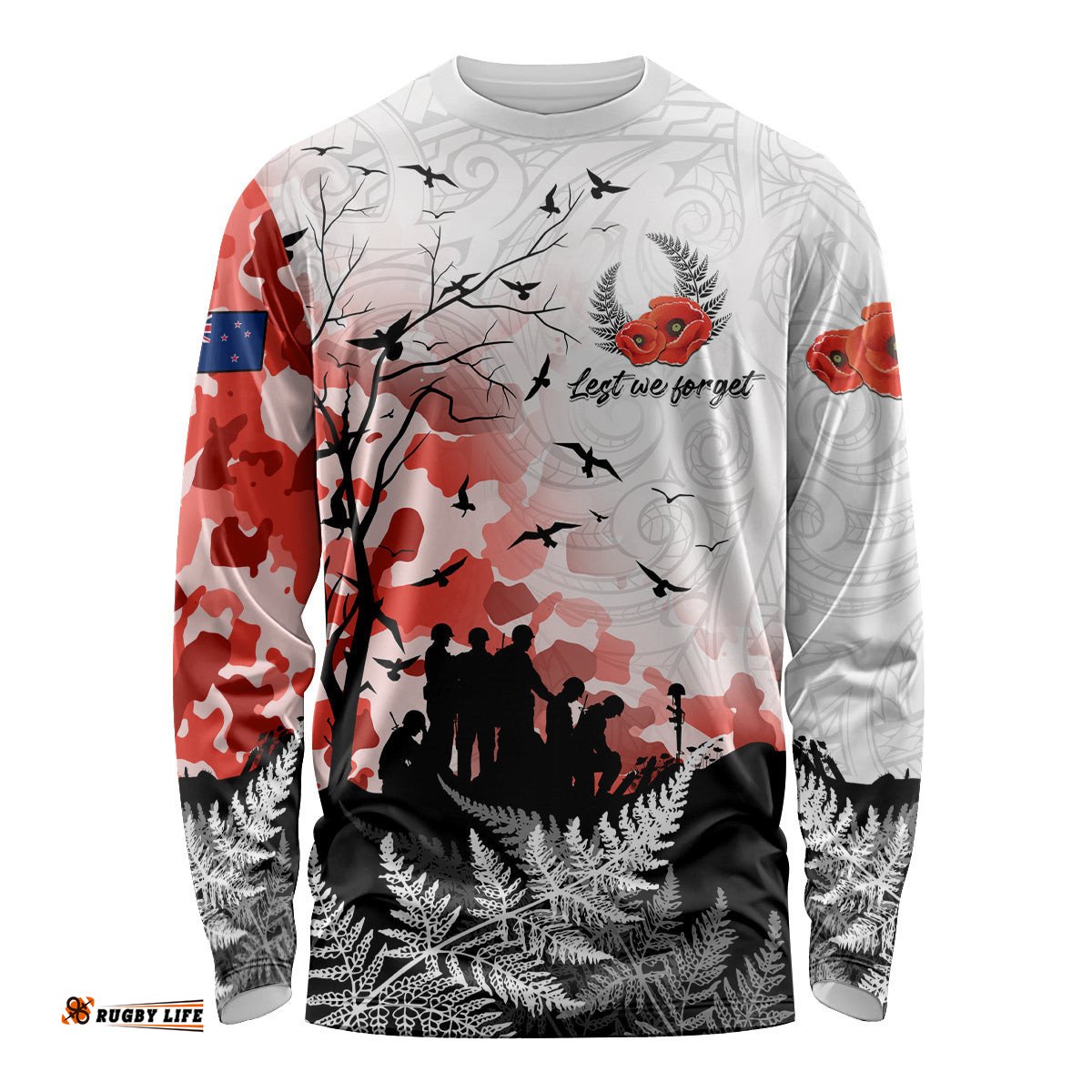Kei Wareware Tatou New Zealand ANZAC Day Long Sleeve T-shirt Lest We Forget