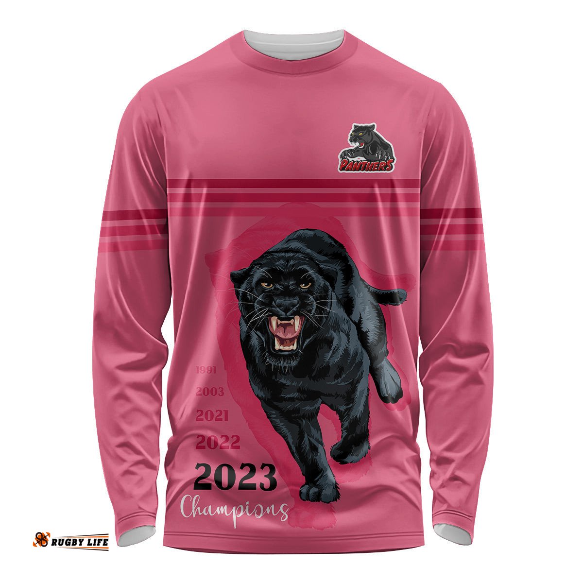 Custom Panther Premierships Long Sleeve T-shirt Go Champions Pink Simple Style