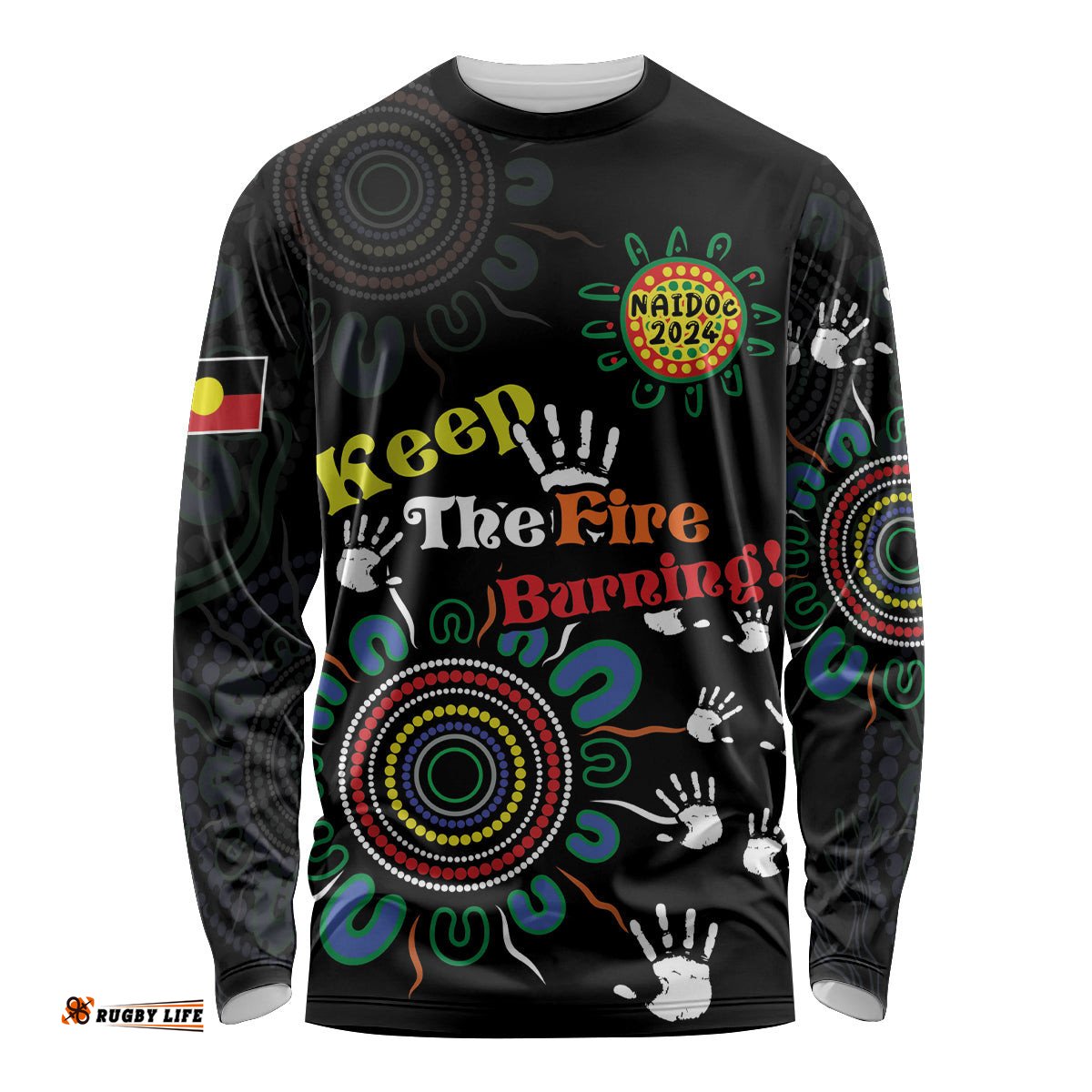 NAIDOC 2024 Indigenous Aboriginal Long Sleeve T-shirt The Fire Burns Forever
