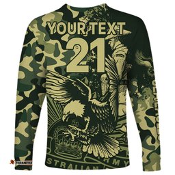 Custom Text And Number NRL ANZAC Sea Eagles Long Sleeve T-shirt Camouflage